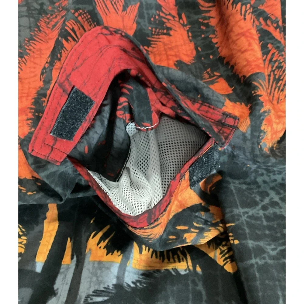 Distortion Men's Size‎ XL Black Orange Americana Palm Sunset Swim Board Shorts